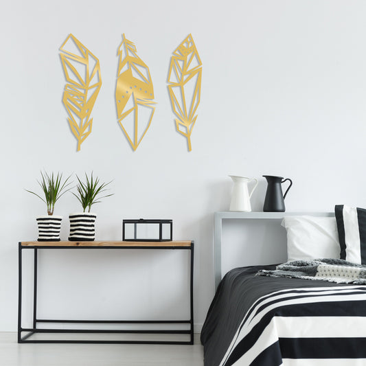 Feather - Gold - Decorative Metal Wall Accessory