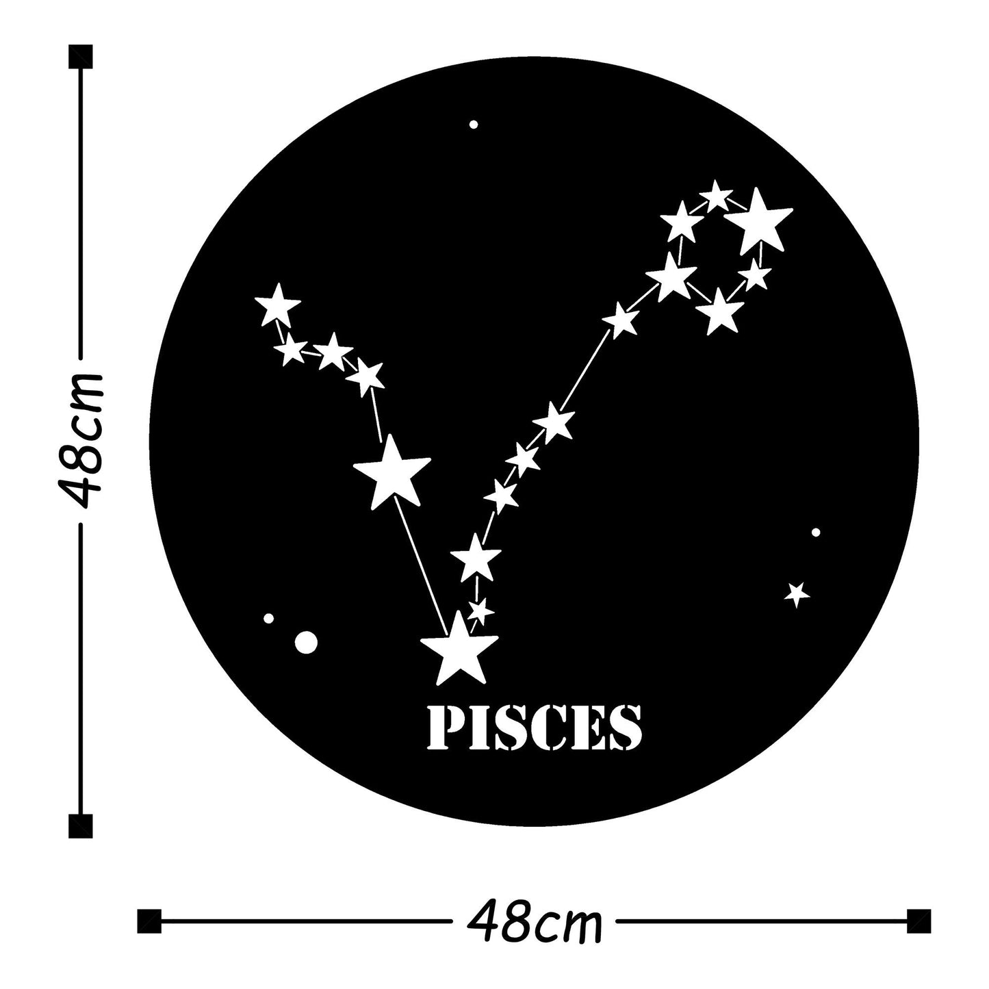 Pısces Horoscope - Black - Decorative Metal Wall Accessory