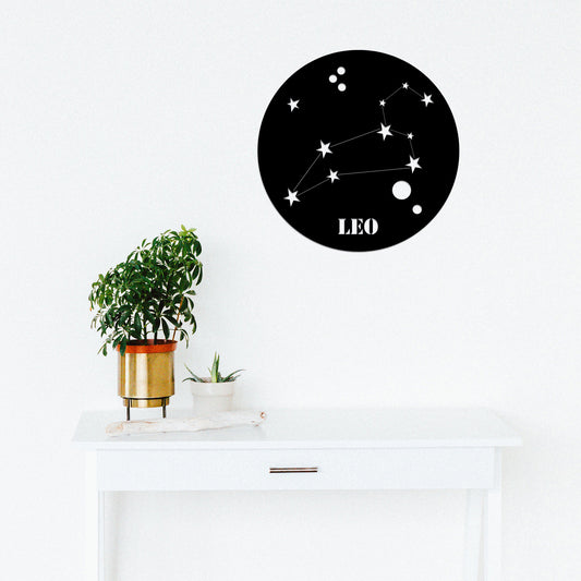 Leo Horoscope - Black - Decorative Metal Wall Accessory