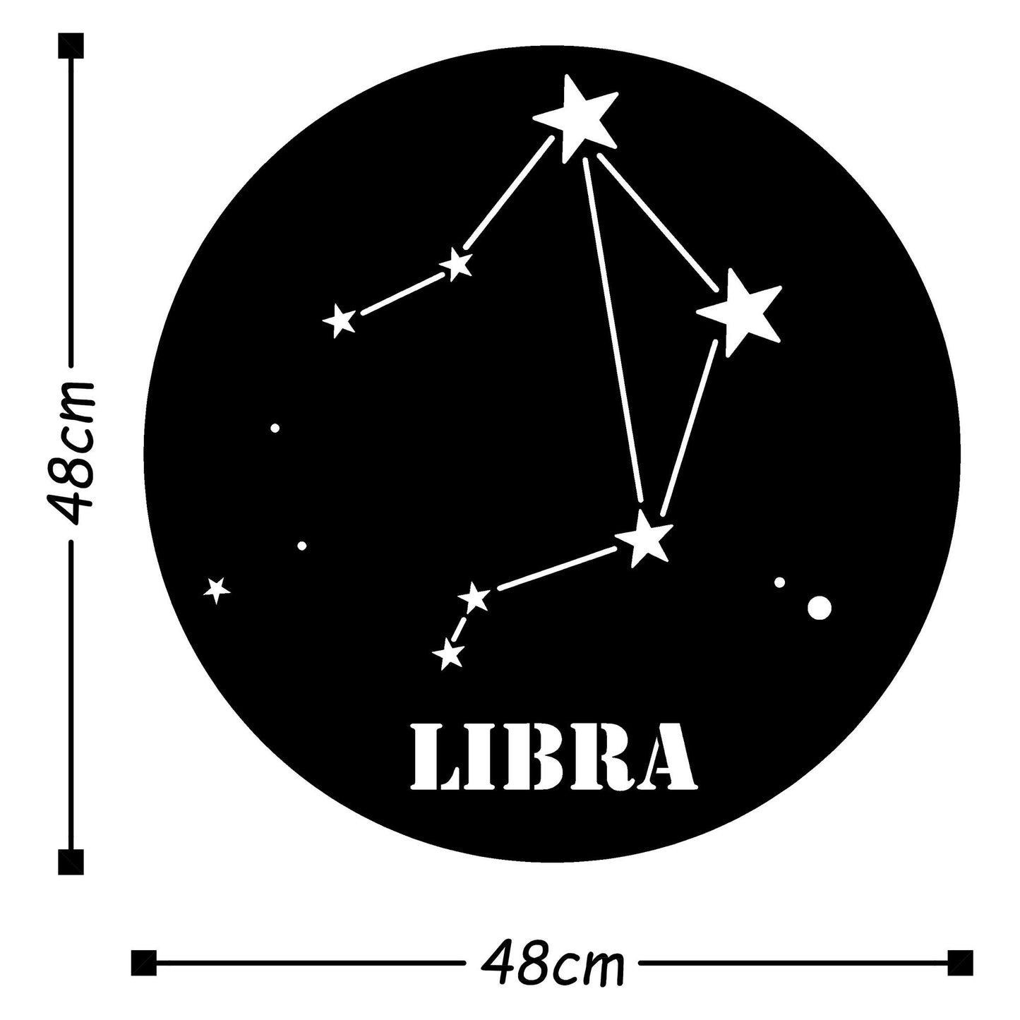 Lıbra Horoscope - Black - Decorative Metal Wall Accessory