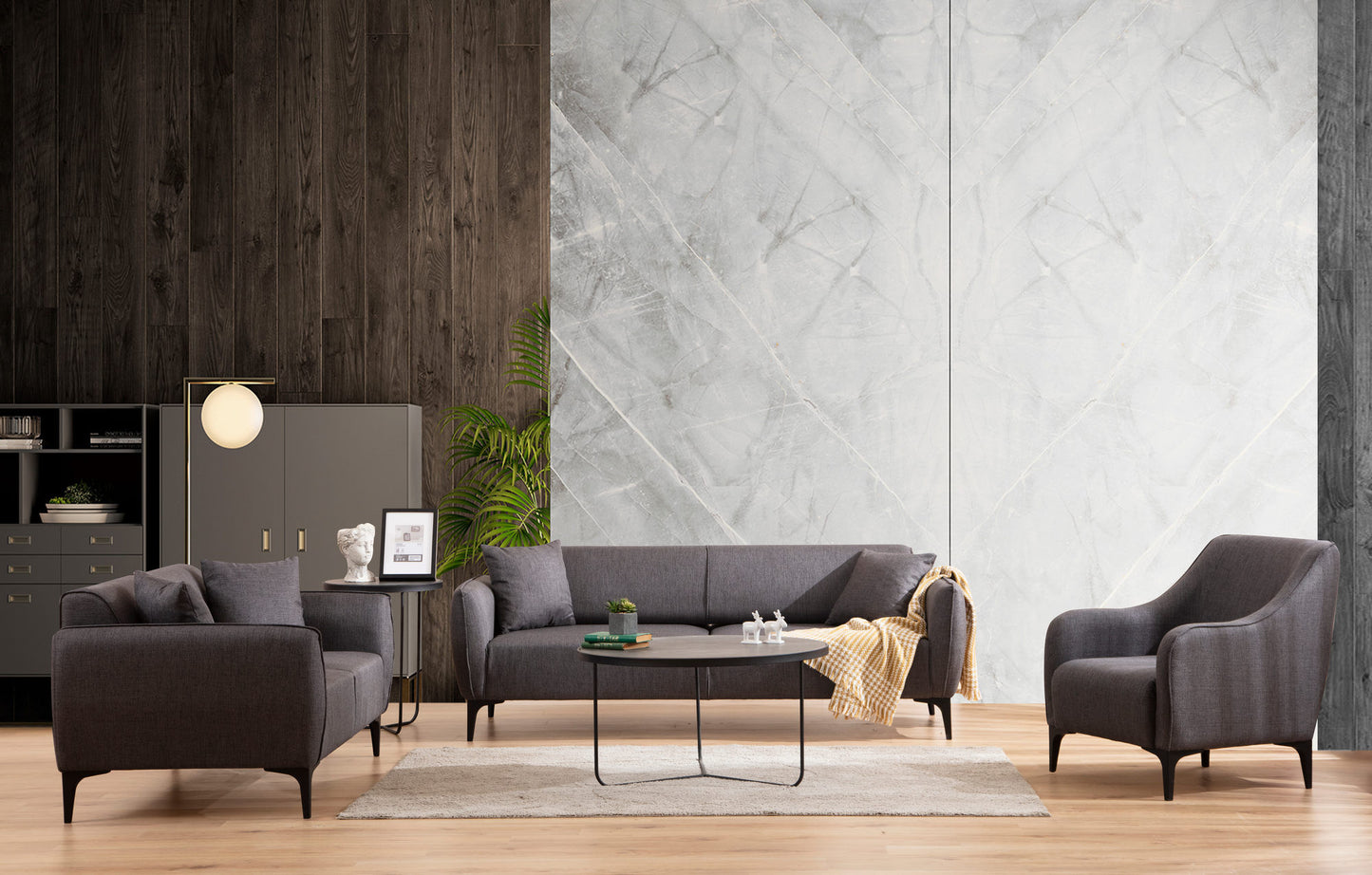 Belissimo - Mørkegrå - 3-sæders sofa