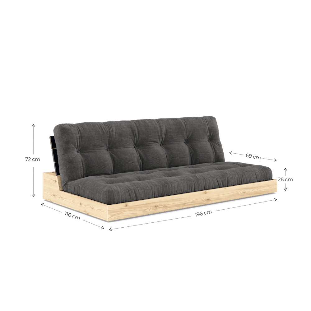 Base Clear Lacquered W. 5-Layer Mixed Mattress Charcoal