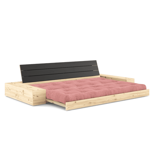 Base Black Night Lacquered W. 2 Sideboxes Clear W. 5-Layer Mixed Mattress Sorbet Pink