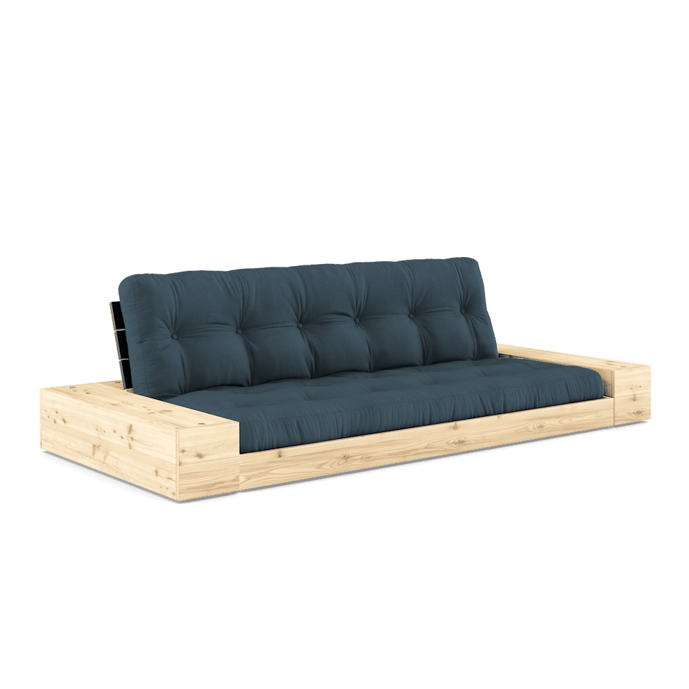 Base Black Night Lacquered W. 2 Sideboxes Clear W. 5-Layer Mixed Mattress Petrol Blue
