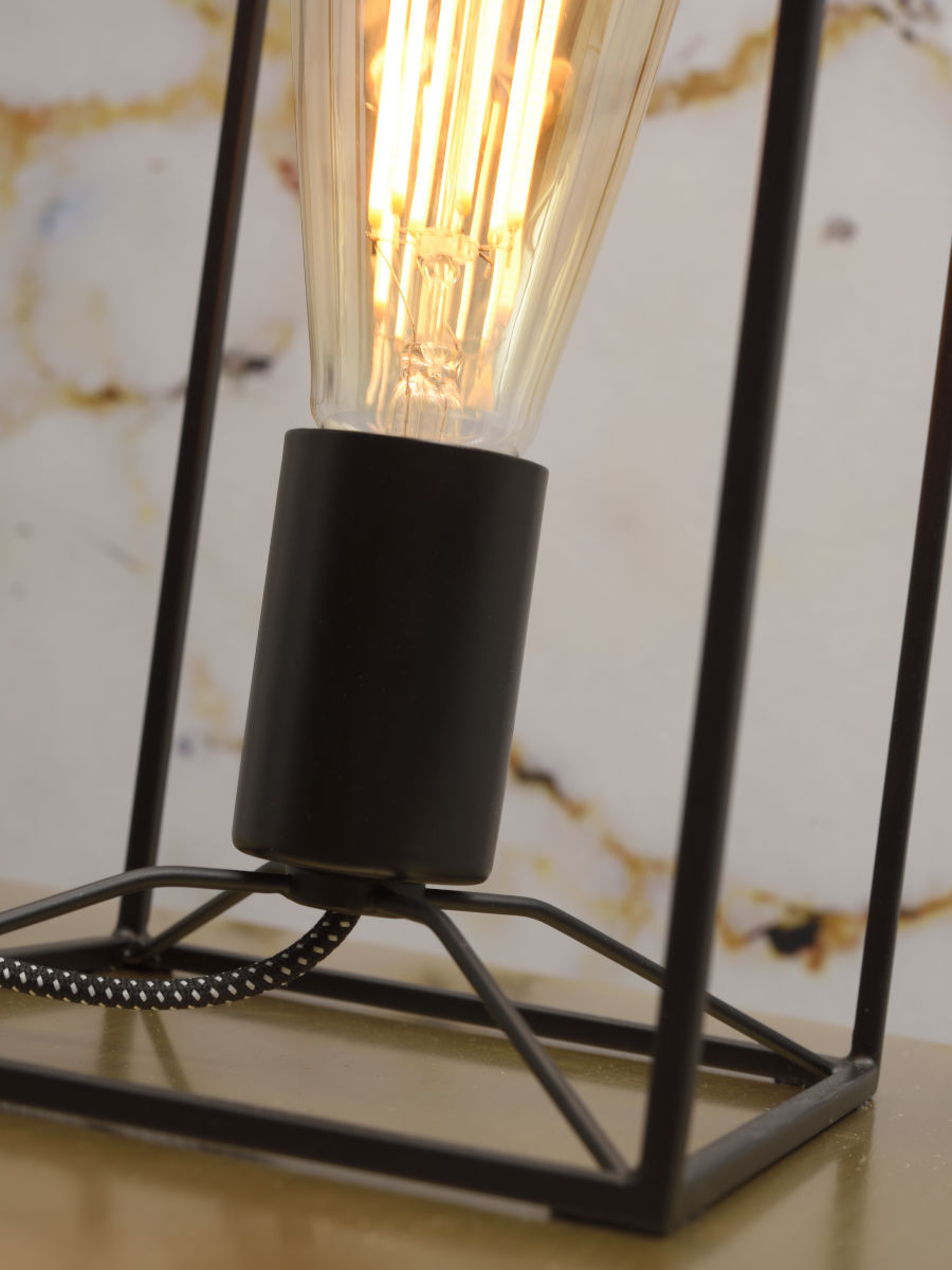 Det handlar om RoMi | Bordslampa järn Antwerp rektangel 15x15xh.30cm, svart