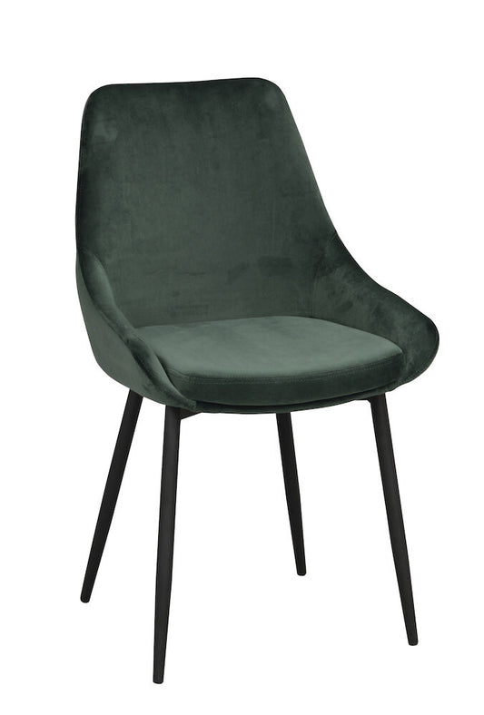 Rowico | Sierra stol grön sammet/svarta metall ben Default Title