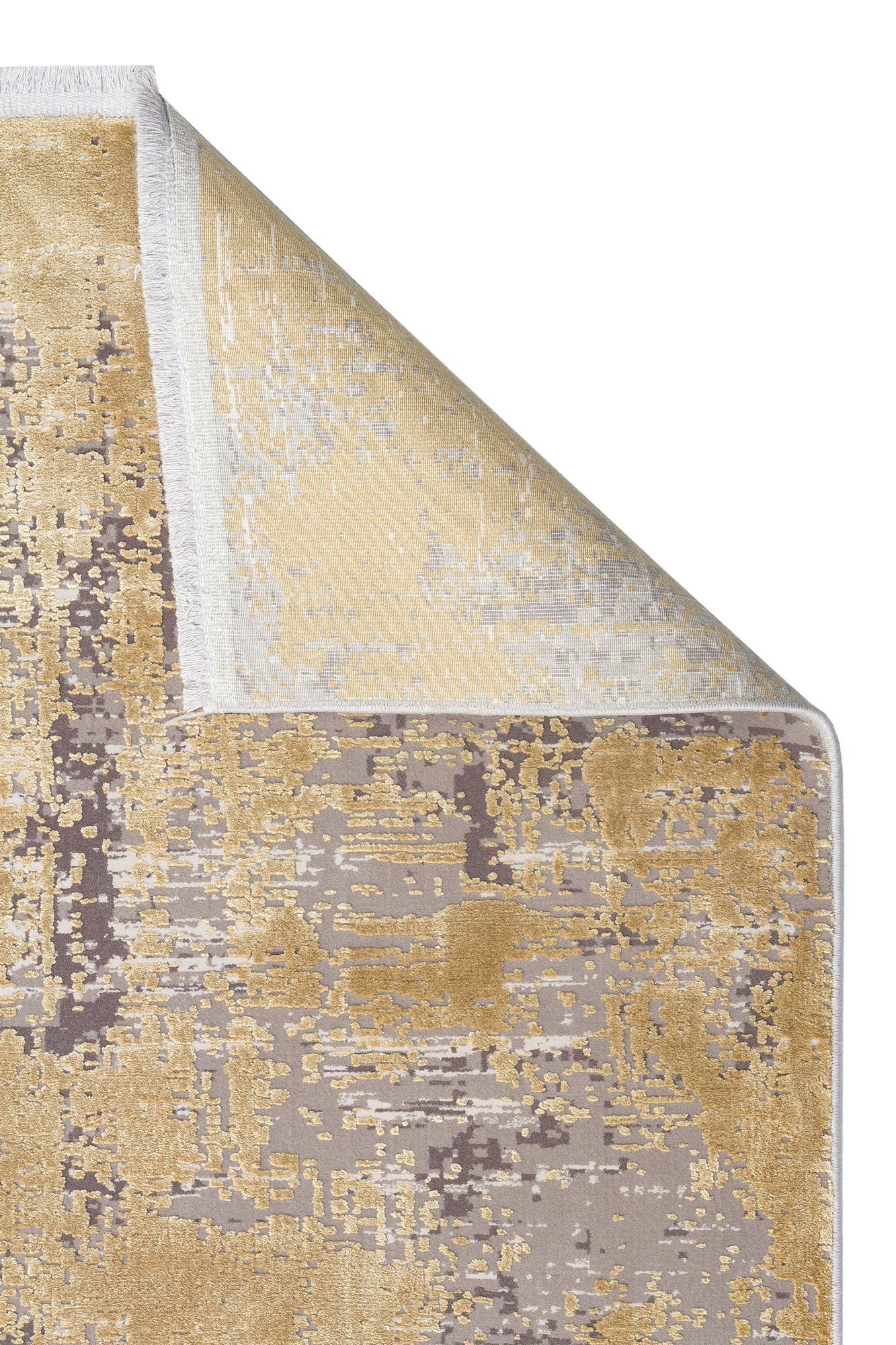 Fs 30 - grå, guld - hall tæppe (100 x 300)
