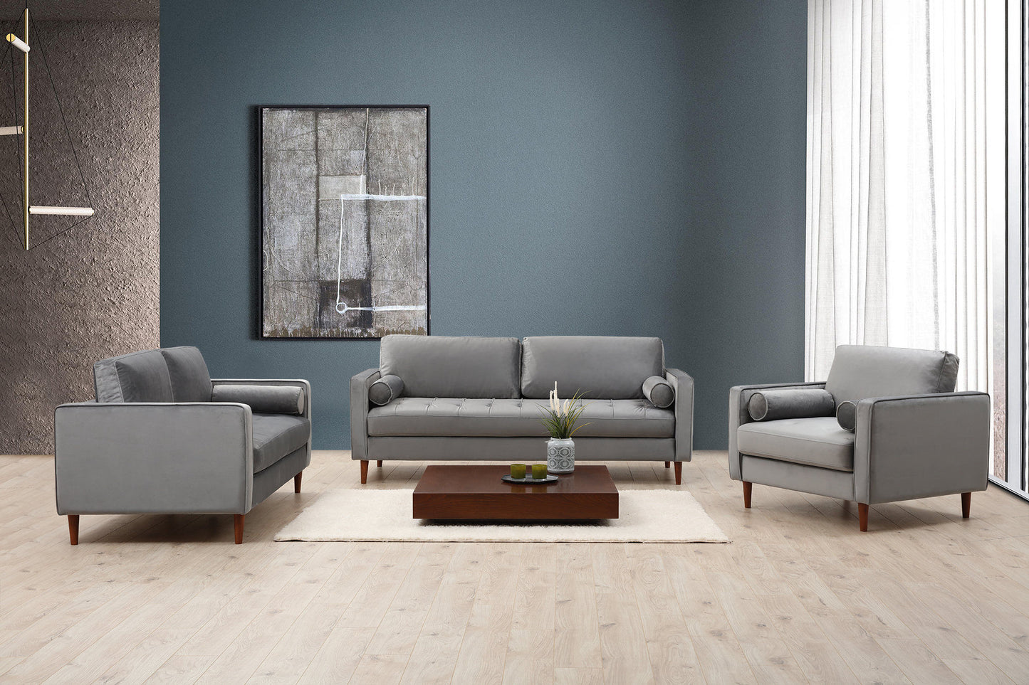 Rom - Lysegrå - 3-sæders sofa