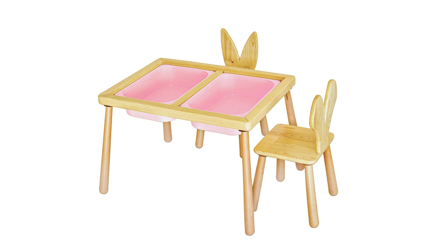 Bord og 2 stole - Pink - Bordsæt til børn