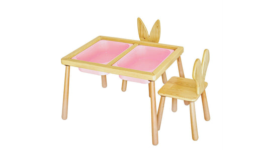 Bord og 2 stole - Pink - Bordsæt til børn