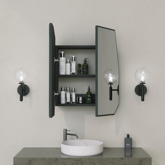 Kvartsskab - Sort - Badeværelsesskab med spejl
