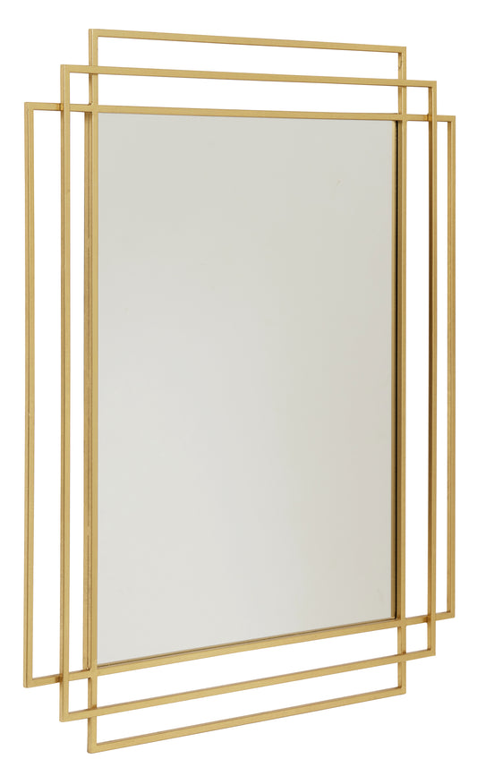 Kvadratisk spegel i järn - 97x76 cm - Guldfärg