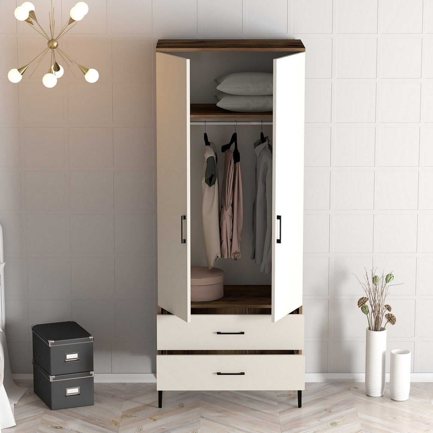 Kumsal T - Valnød, Creme - Garderobe