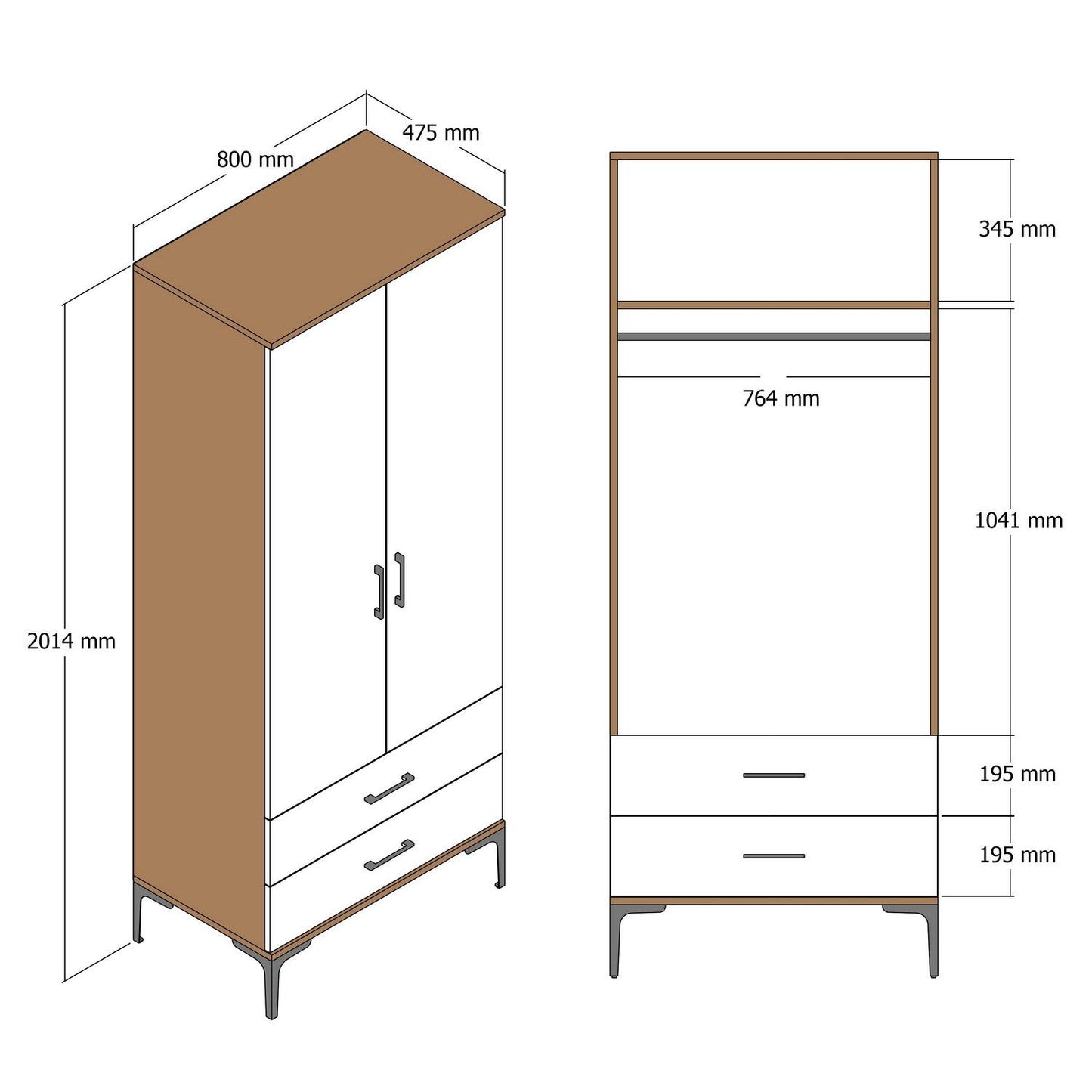 Kumsal T - Valnød, Creme - Garderobe