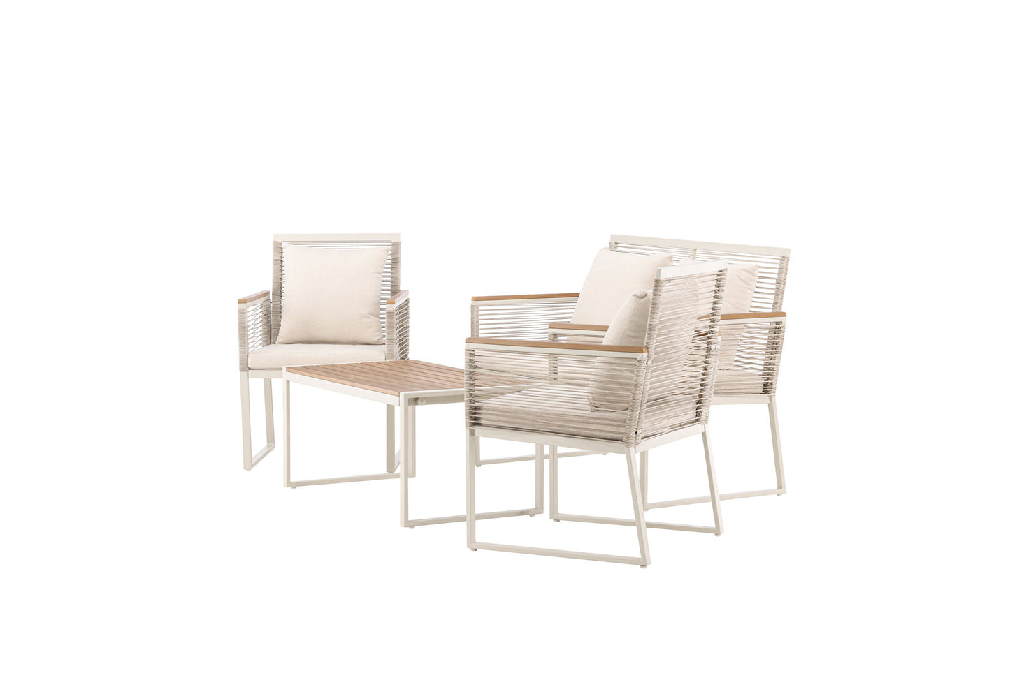 Dallas Lounge Set - Beige / lysegrå polyester