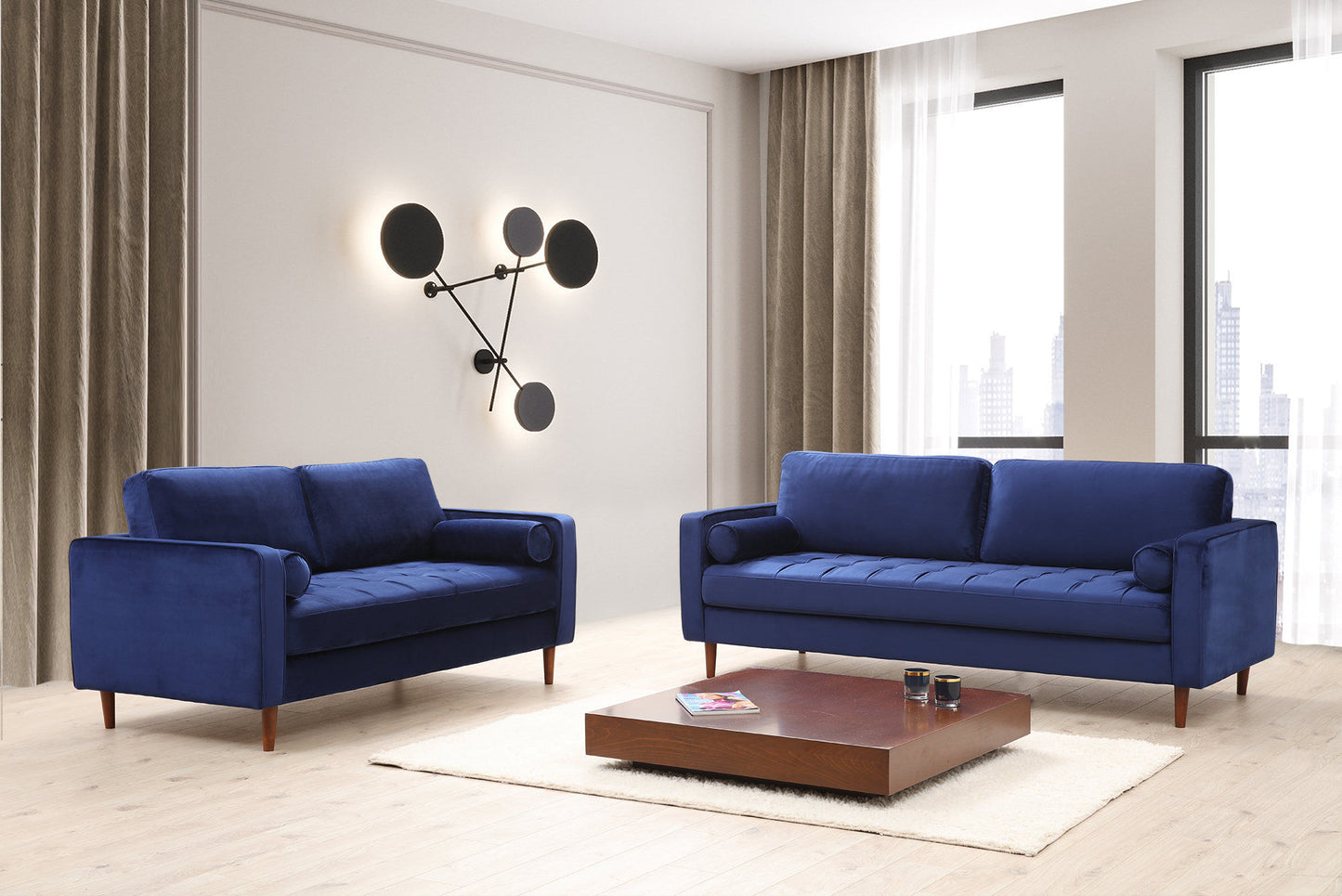 Rom - Marineblå - 2-sæders sofa