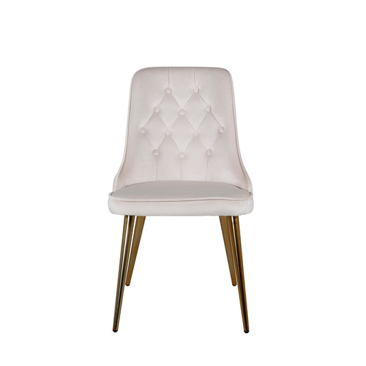 Venture Design | Velour Deluxe Dining Chair - Borstade mässingsben / Beige Velour