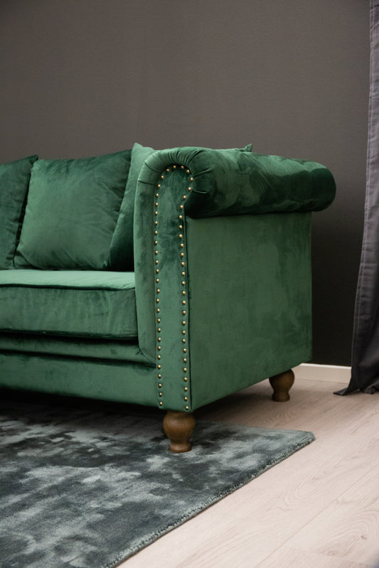 Venture Design | Velour 3-personers soffa - Mossgrön