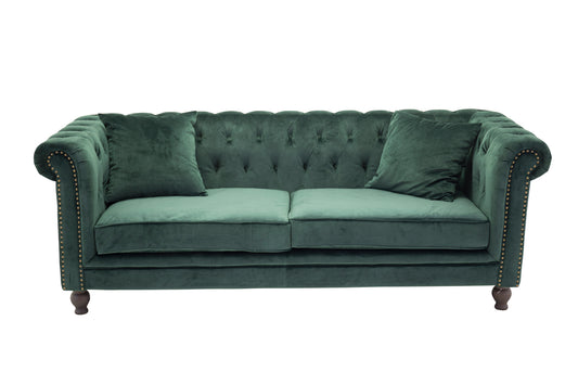 Venture Design | Velour 3-personers soffa - Mossgrön