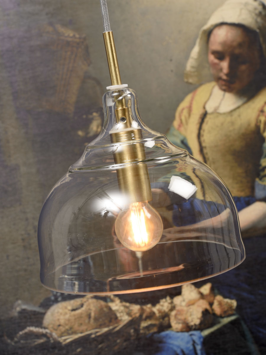 Det handlar om RoMi | Hänglampa glas Bryssel transparent/guld, rund