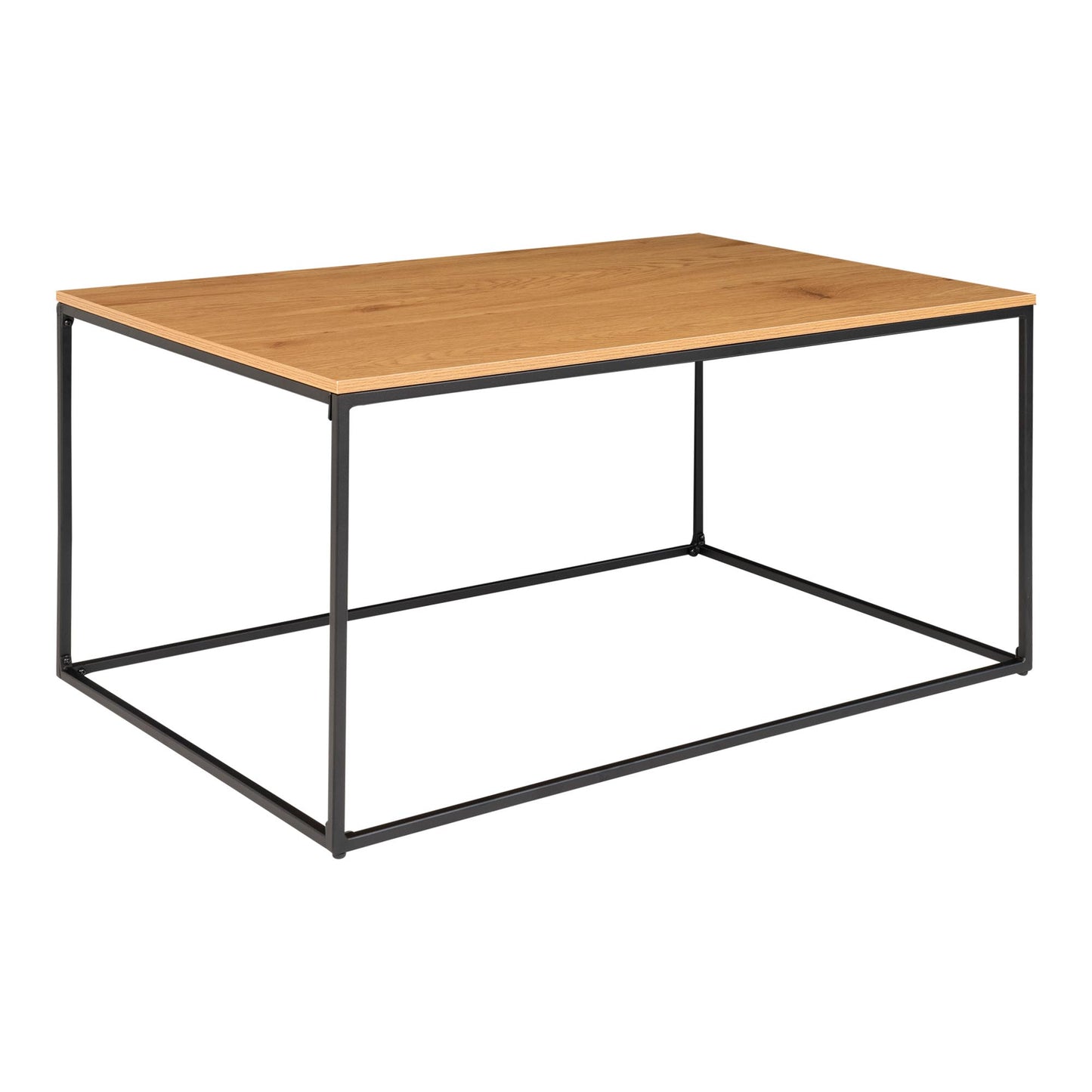 Vita Sofabord - Sofabord med sort ramme og egetræslook bordplade 90x60x45 cm