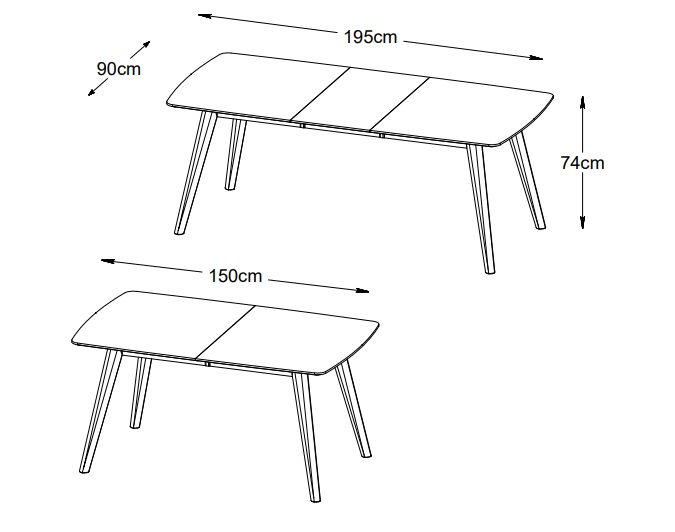 Unika möbler | RHO MATBORD - 90X150/195CM