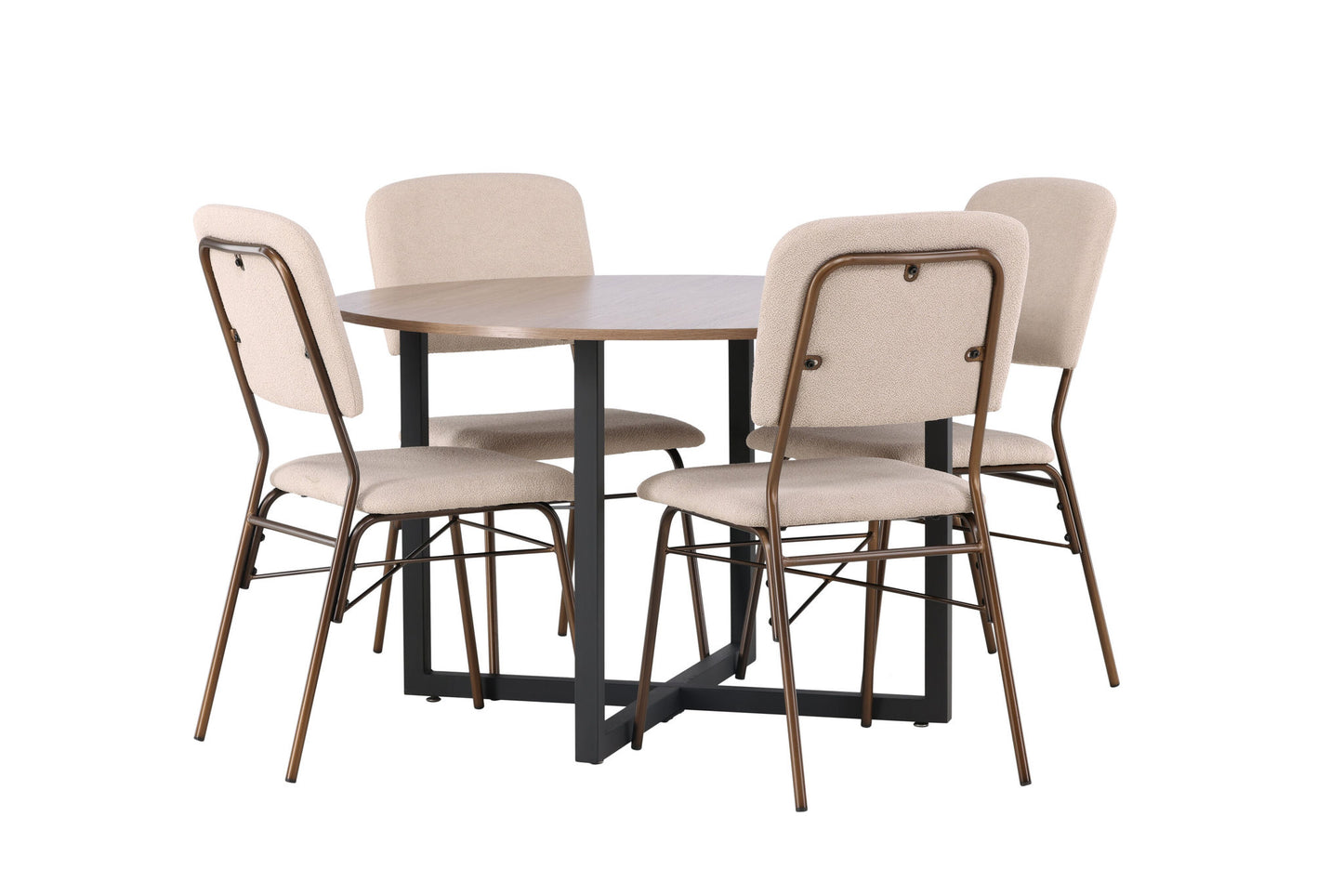 Durango spisebord - sort / valnød MDF +seda spisestol - mat brun / beige stof _4