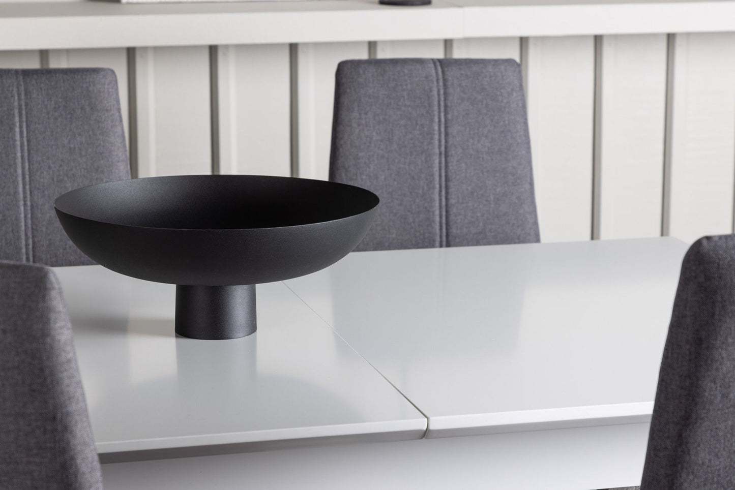 DISA Spisebord 120 /160*80 - Hvid / grå MDF +Petra Spisestol - sort / mørkegrå stof _4