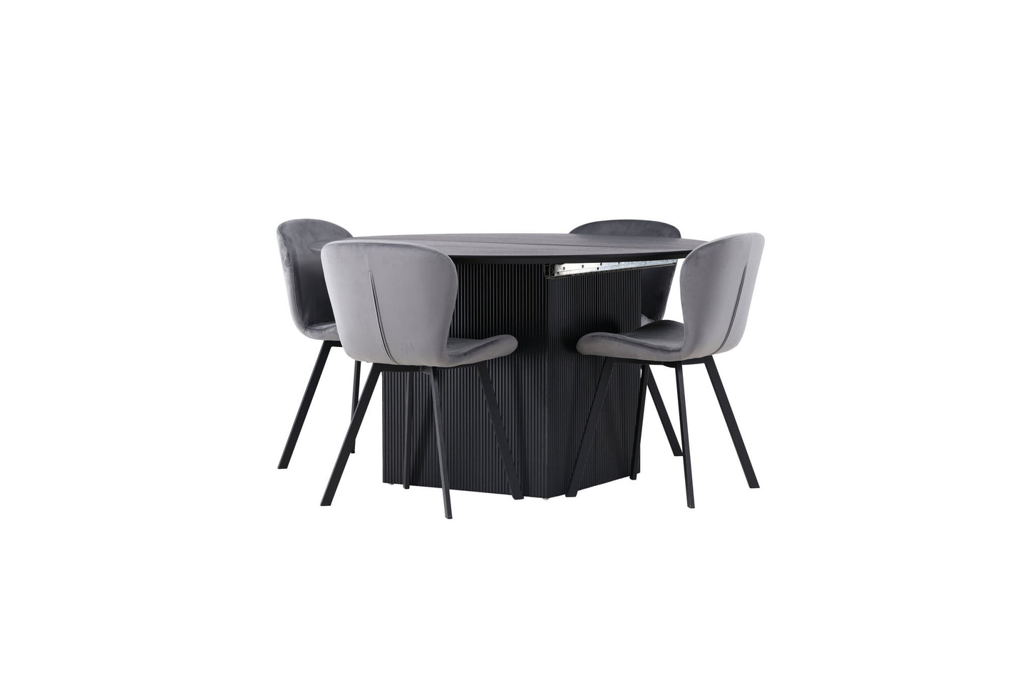 Matilda spisebord φ130 - sort / sort MDF med finer +Lilja spisestol - sort / mørkegrå stof _4