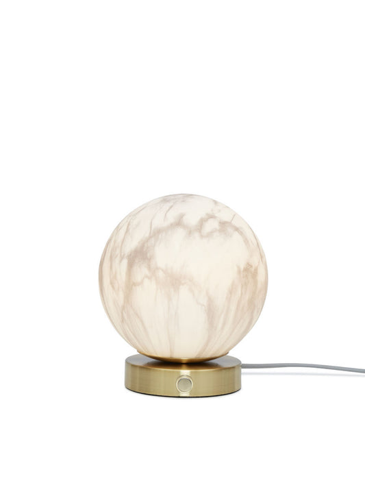Det handlar om RoMi | Bordslampa glas/järn Carrara klot, vit marmortryck/guld