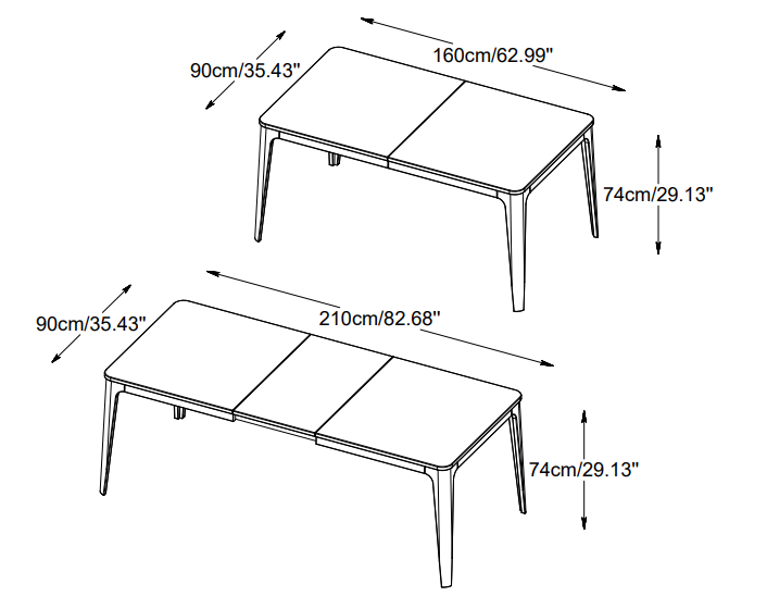 Unika möbler | AMALFI MATBORD - 90X160/210