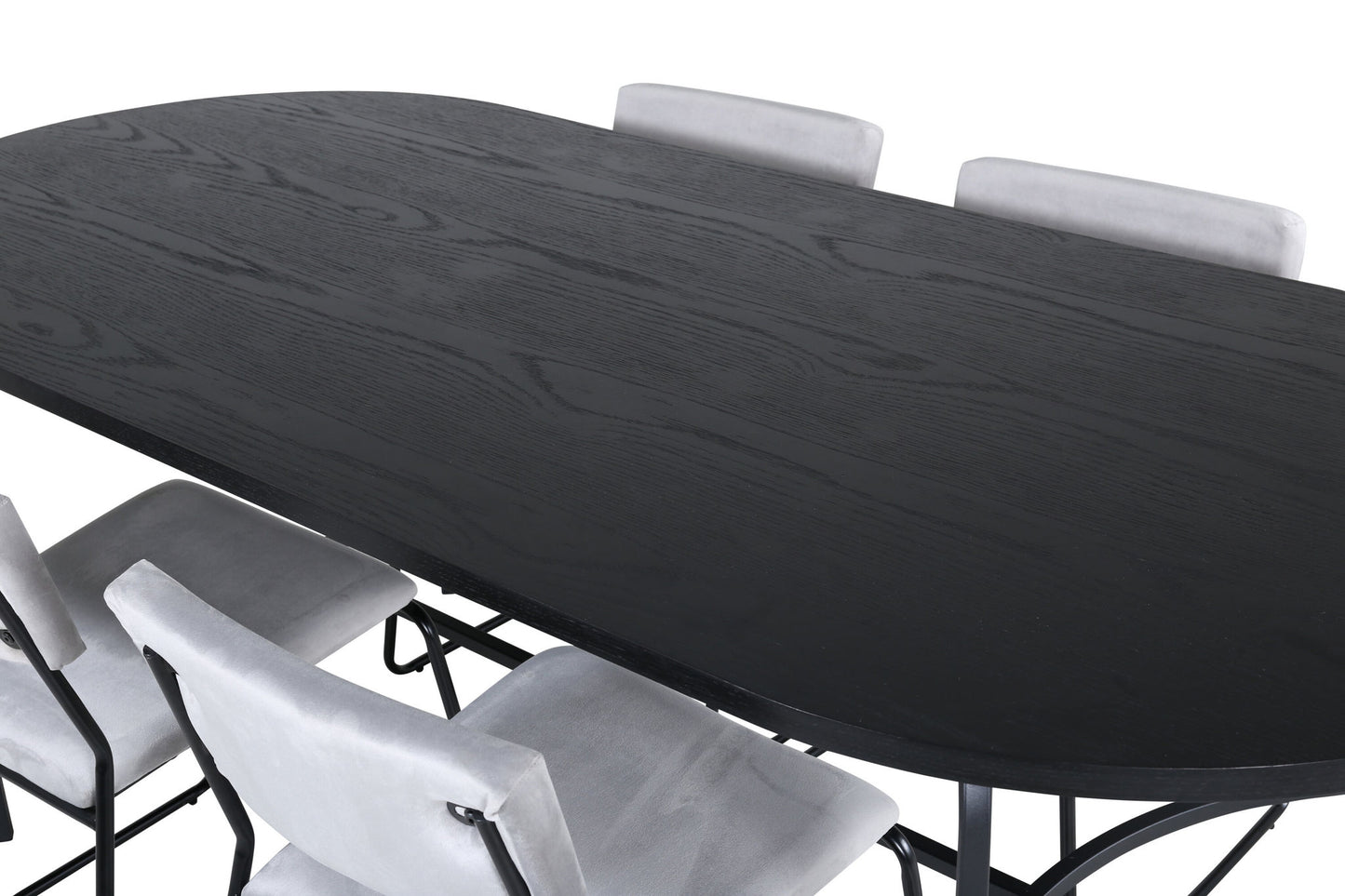 Skate - Ovalt spisebord, Sort finér+ Kenth Stol - Sort / Lysegrå velour