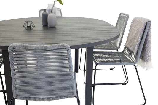 Marbella - Spisebord, φ140*74 - Sort+Lidos Spisebordsstol - Sort / grå