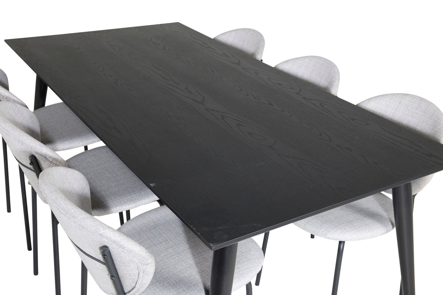 Dipp - Spisebord, 180*90cm - Sort Messing+Vault Spisebordsstol - Sorte ben - Gråt stof