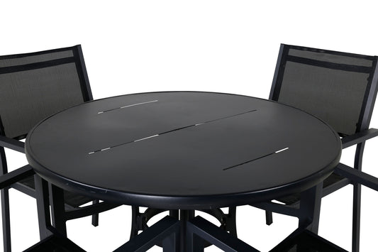 Nicke - Spisebord, Sort Stål - ø90cm+Copacabana Stabelbar stol - Sort