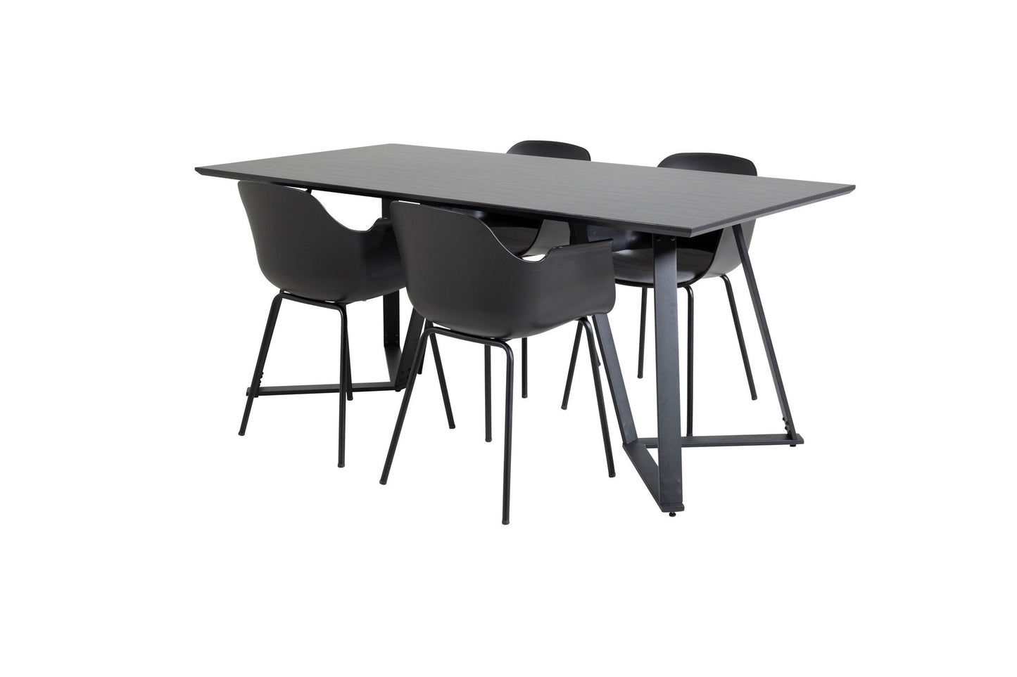 Maria - Spisebord, Sort top / Sorte ben +Comfort Plast Spisebordsstol - Sorte ben - Sort Plast
