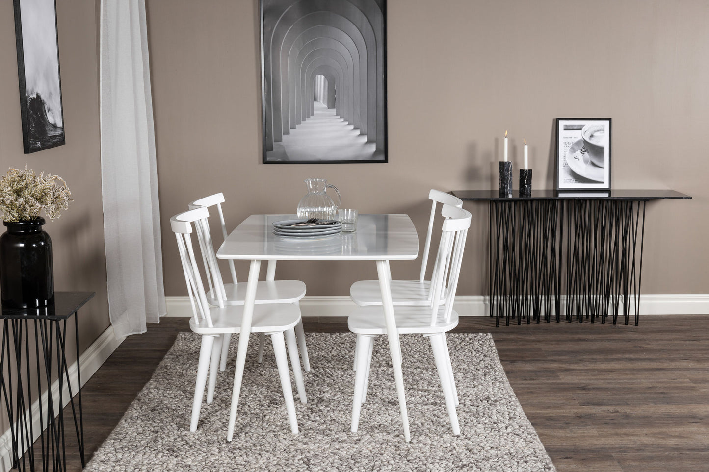 Polar Spisebord 120 cm - Hvid Hvid+ Mariette Widsor Stol - Hvid