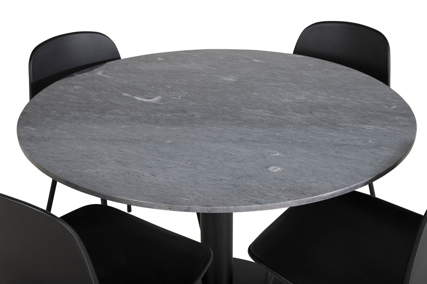 Estelle - Rundt spisebord, ø106 H75 - Sort+Arctic Spisebordsstol - Sorte ben - Sort Plast