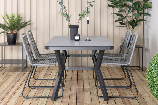 Virya - Spisebord, Sort Alu / Grå glas - small table+Lidos Stol - Sort/Grå