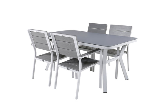 Virya - Spisebord, Hvid Alu / Grå glas - small table+Levels Stol (stabelbar) - Hvid Alu / Grå Nonwood