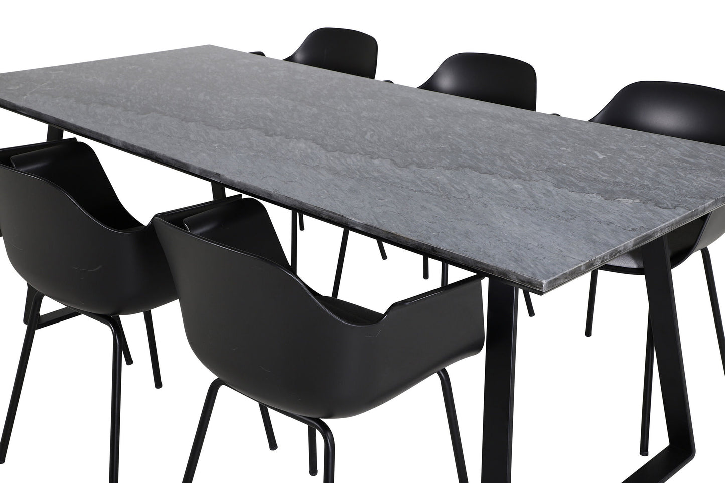 Estelle - Spisebord, 200*90*H76 - Sort+Comfort Plast Spisebordsstol - Sorte ben - Sort Plast