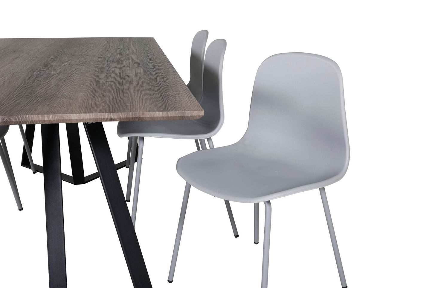 Maria - Spisebord, 180*90*H75 - Grå / Sort+Arctic Spisebordsstol - Grå ben - Grå Plast