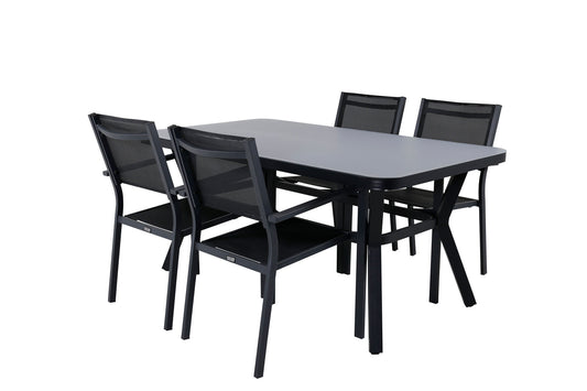 Virya - Spisebord, Sort Alu / Grå glas - small table+Copacabana Stabelbar stol - Sort