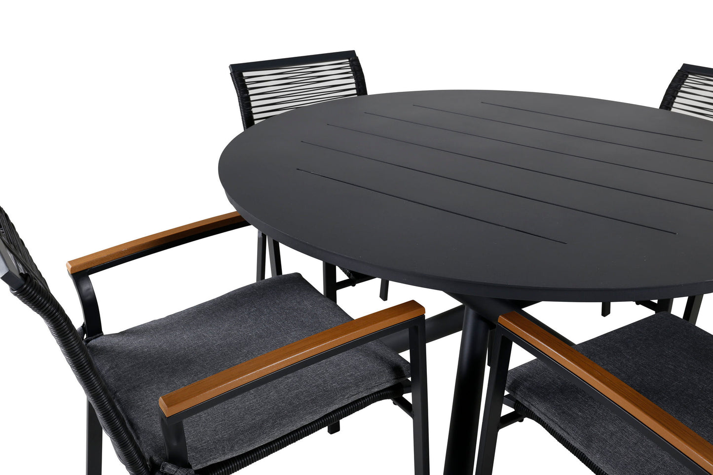 Alma - Spisebord, Sort Alu - ø120cm+Dallas Spisebordsstol