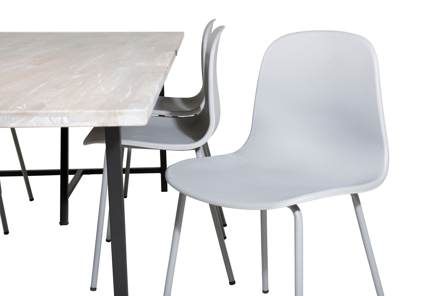 Jepara - Spisebord, 250*100*H76 - Grå /Sort+Arctic Spisebordsstol - Grå ben - Grå Plast