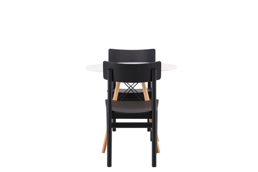 Danburi - Spisebord, Trælook / Trælook MDF + Montros Spisebordsstol - Natur / Natur Gummitræ