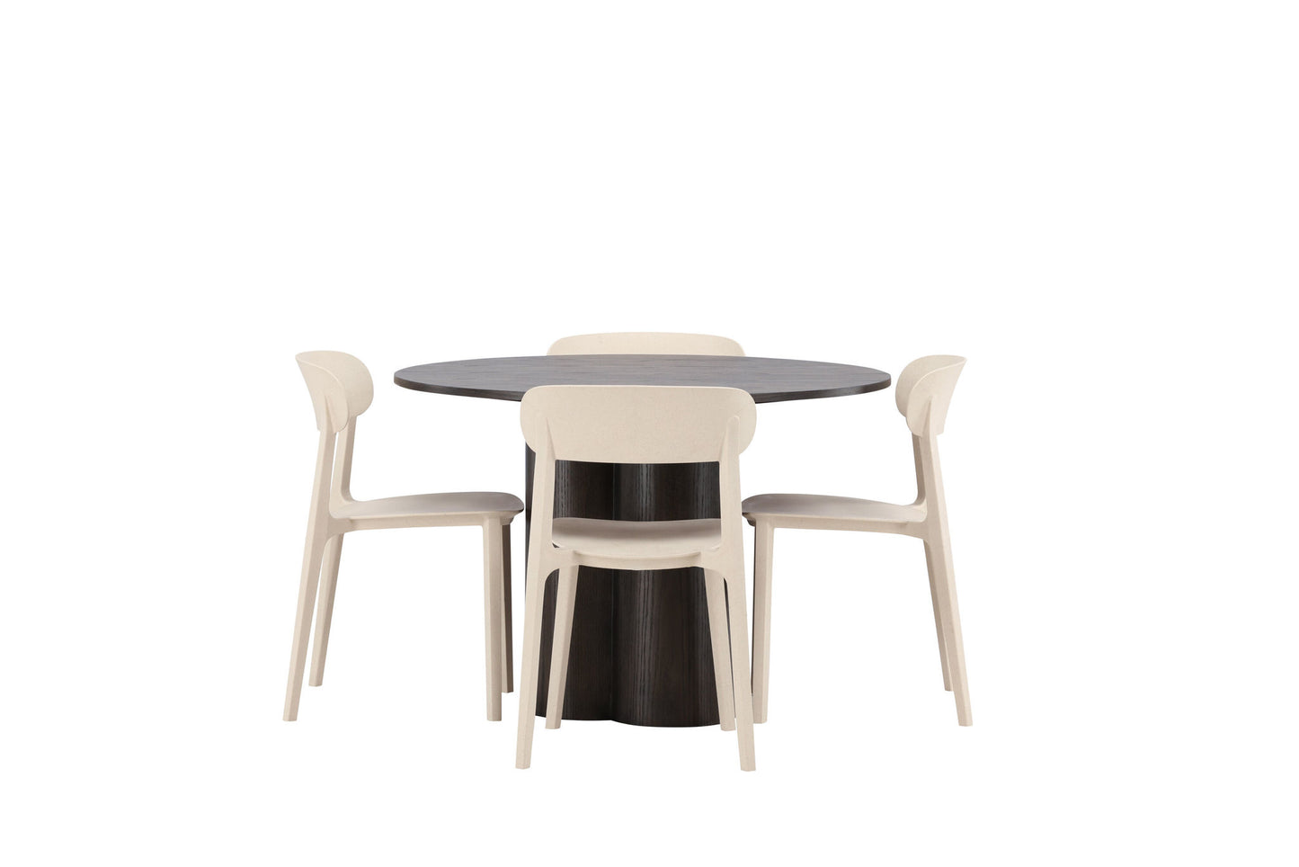 Olivia Spisebord - Mokka/Mokkafinér+Åstol Spisebordsstol - NaturTræplasticcomposite
