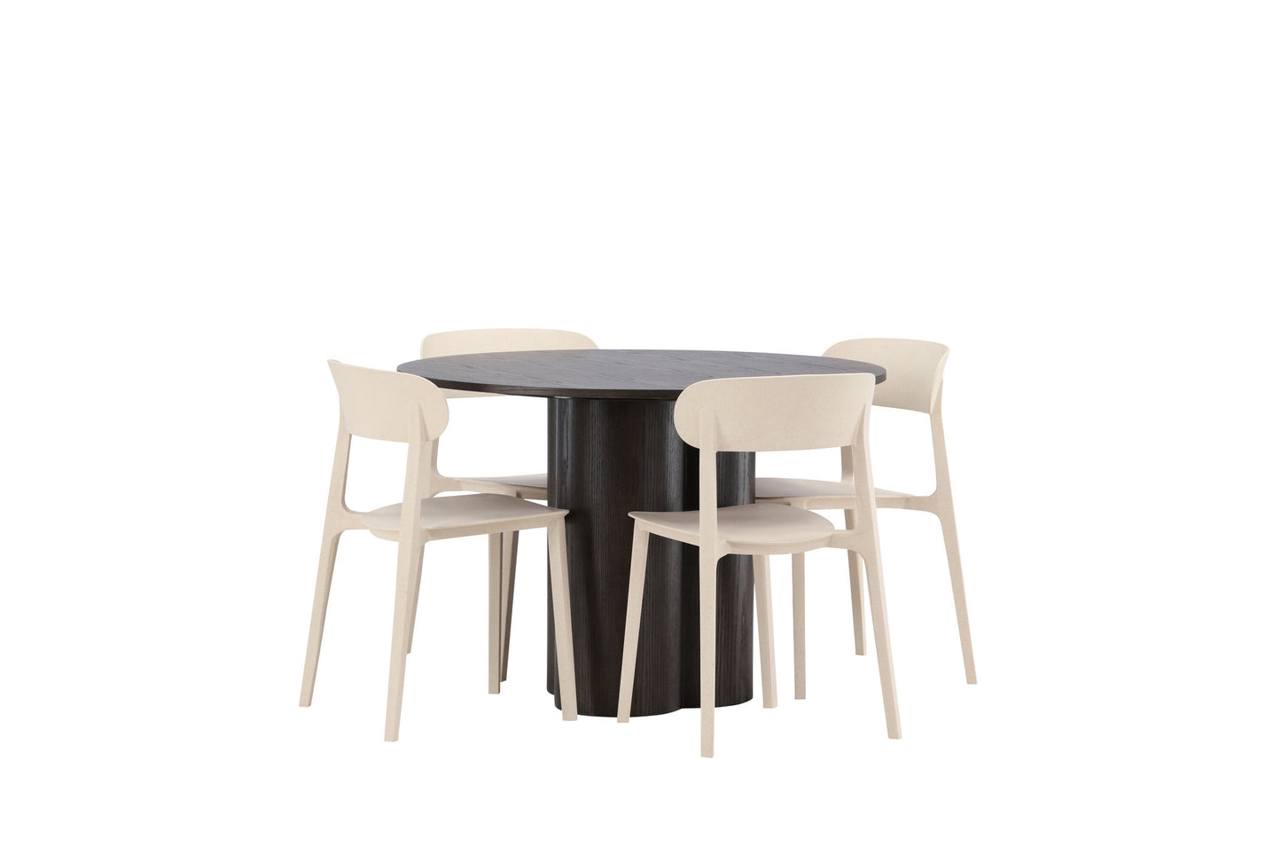 Olivia Spisebord - Mokka/Mokkafinér+Åstol Spisebordsstol - NaturTræplasticcomposite
