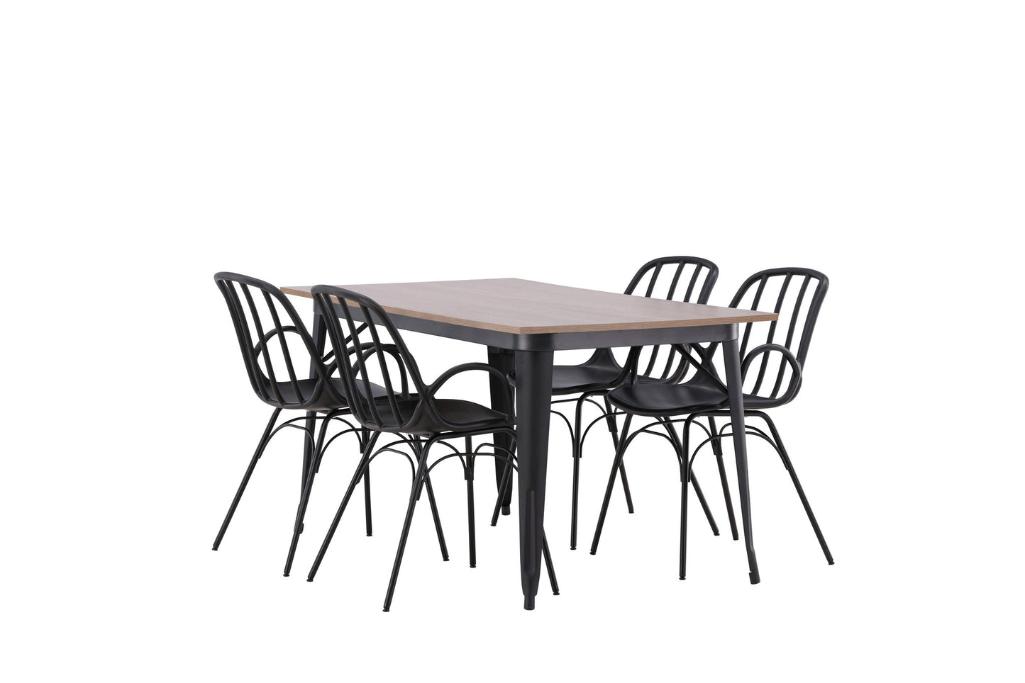 Tempe - Spisebord, Sort / Valnød MDF +Dyrön Spisebordsstol - Sort Polypropylen