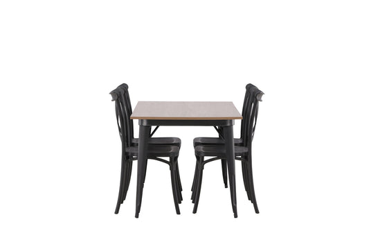 Tempe - Spisebord, Sort / Valnød MDF +Crosett Spisebordsstol - Matsort / Matsort Plast